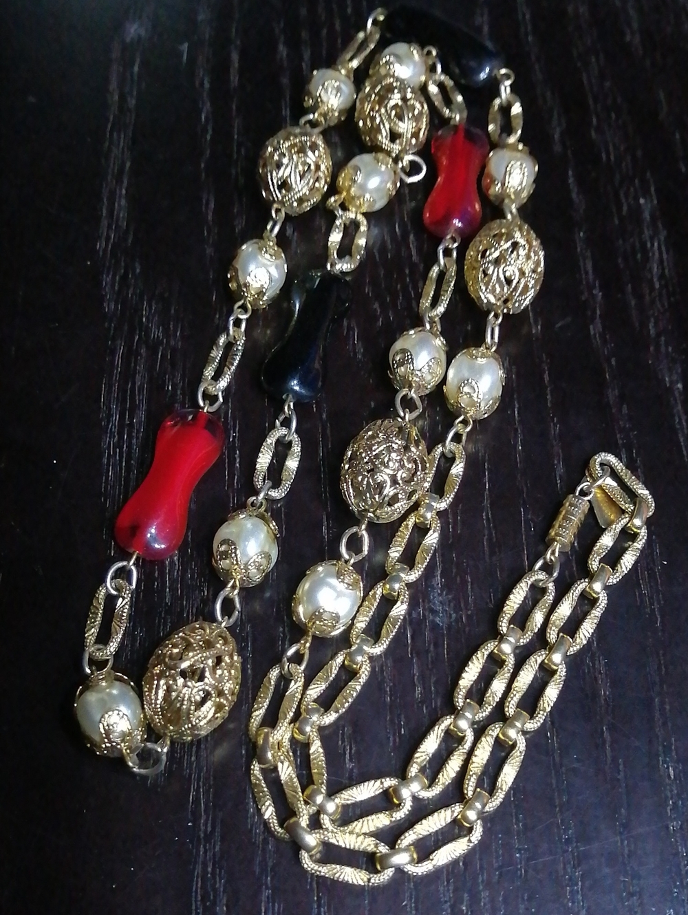 1928 Vintage Necklace Gold Tone 33" Long